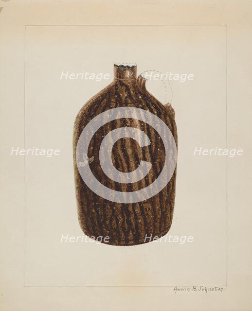Stoneware Jug, c. 1938. Creator: Annie B Johnston.