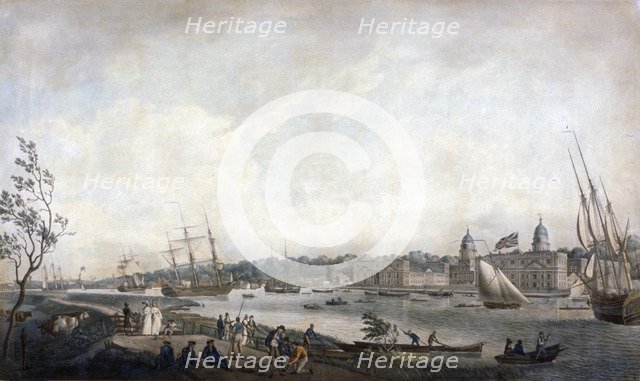 Greenwich Hospital from the Isle of Dogs, London, c1792.                                           Artist: Anon