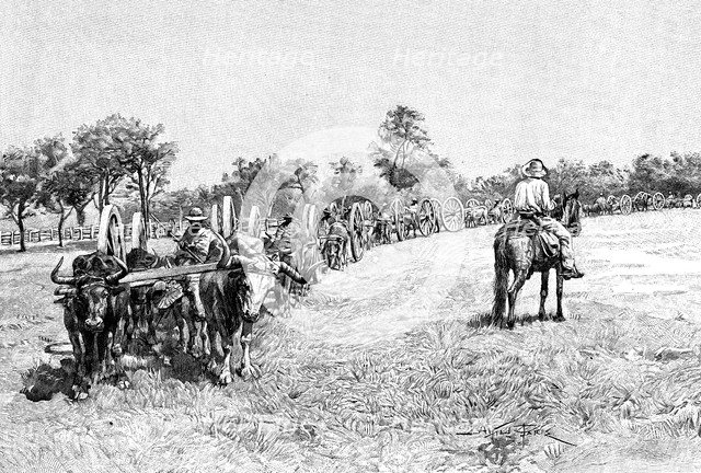 A convoy of wagons, South America, 1895. Artist: Unknown