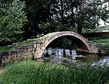 Ruins of the Roman bridge on the Jiloca river, located in the Roman road that went from Zaragoza …