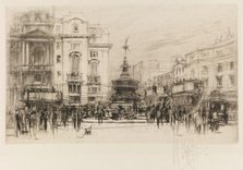 London Set: Piccadilly Circus (with Criterion Theatre), 1924. Creator: William Walcot (British, 1874-1943).