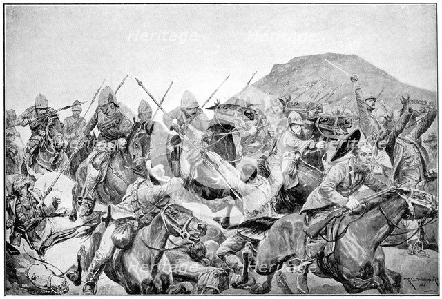 Charge of the 5th Lancers at Elandslaagte, 2nd Boer War, 21 November 1899.  Artist: Richard Caton Woodville II