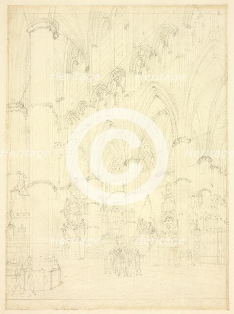 North Aisle, Westminster Abbey, c. 1809. Creator: Augustus Charles Pugin.