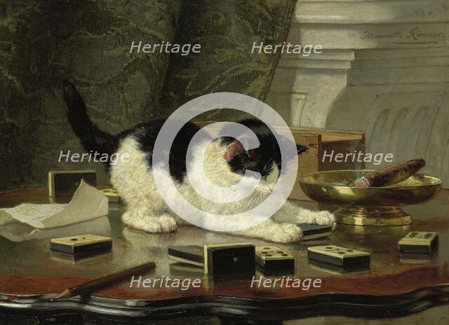 The cat at play, c.1860-c.1878. Creator: Henriette Ronner.