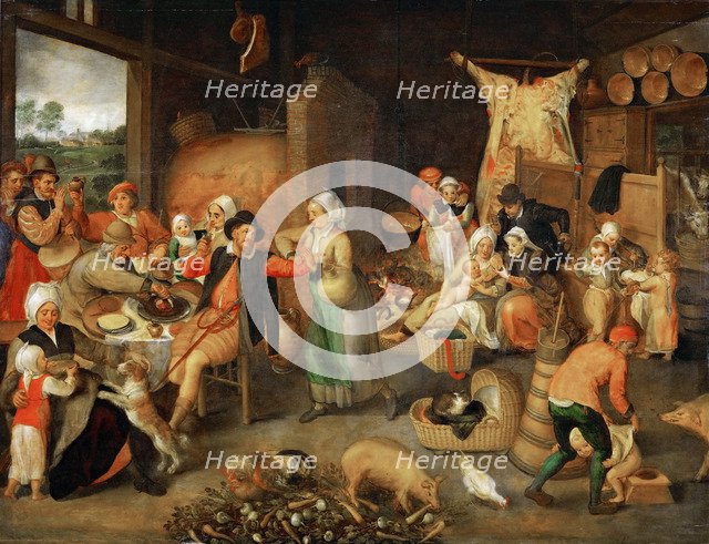 Peasant parlour with noble visitors.