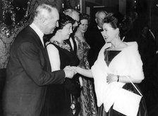 Princess Margaret meets Maurice Chevalier at the premiere of 'In Search of the Castaways', 1962. Artist: Unknown