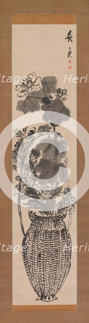 Autumn Flowers in a Bamboo Basket, 1760s. Creator: Yosa Buson.