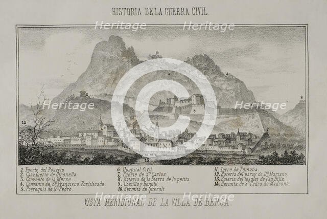 First Carlist War, (1833-1840): Southern view of the town of Berga, 1870.  Creator: Unknown.