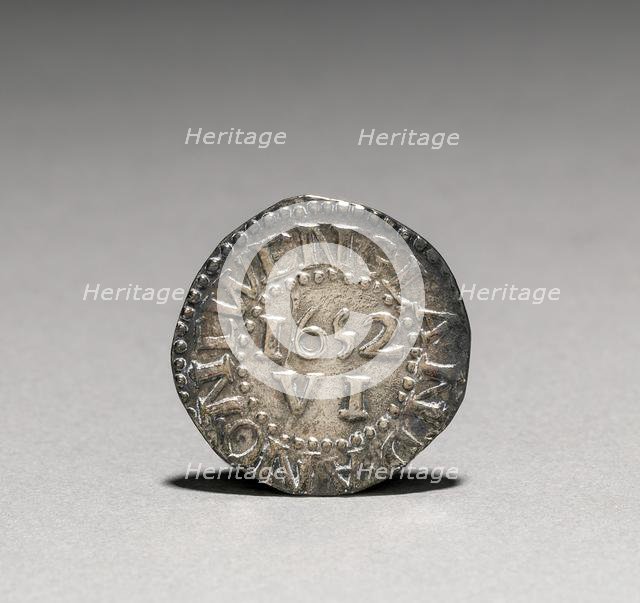 Pine Tree Sixpence (reverse), 1652. Creator: John Hull (American, 1624-1683); Robert Sanderson (American, 1609-1693).