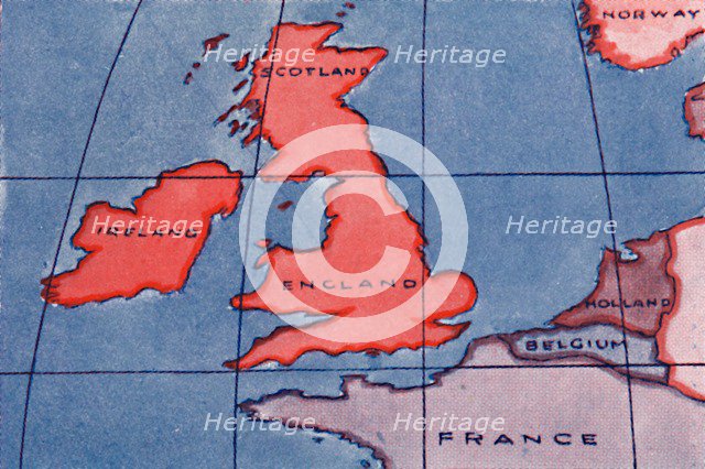'The British Isles and Northern Europe at Noon in spring or Autumn', 1935. Artist: Unknown.