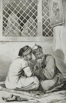 Armenian bishop confessing to a faithful, 1838. Creators: Unknown, Francois Pigeot.