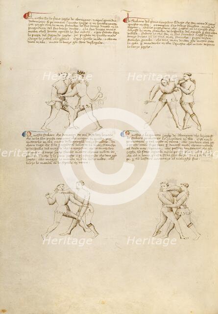 Unarmed Combat; Fior di Battaglia, about 1410. Creator: Fiore Furlan dei Liberi da Premariacco.
