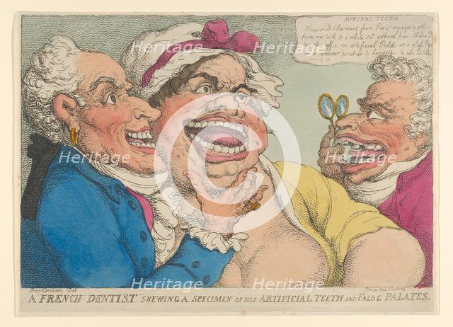 A French Dentist Shewing a Specimen of His Artificial Teeth and False Palates, 1811., 1811. Creator: Thomas Rowlandson.