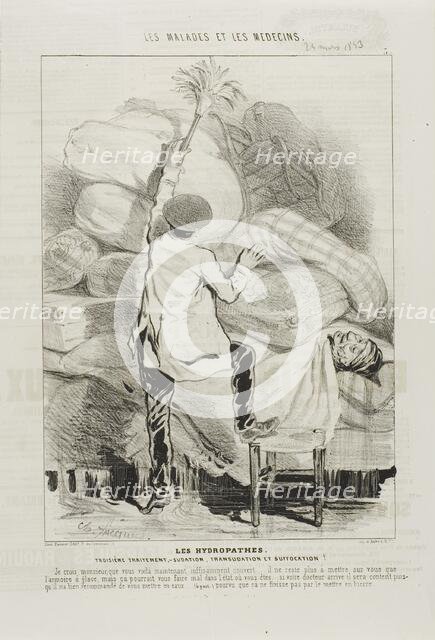 The Hydropaths: Third Treatment (plate 3), 1843. Creator: Charles Emile Jacque.