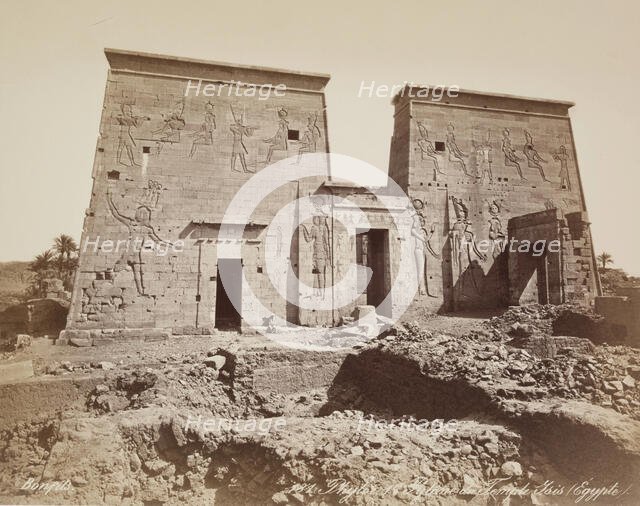 First Pylon of the Temple of Isis at Philae, 19th century. Creator: Maison Bonfils.