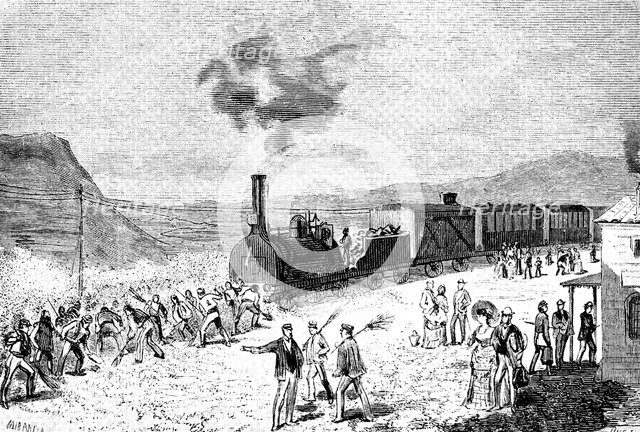 Railway line from Ciudad Real to Badajoz inaugurated in 1852, train stopped by a locust invasion …