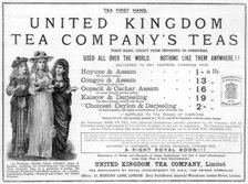 Advertisement for the United Kingdom Tea Company, 1890. Artist: Unknown