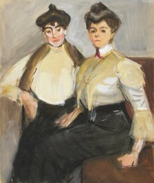 Two women, sketch, c1910s. Creator: Verner Thome.