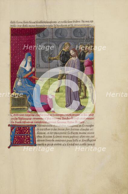 Christ before Caiaphas; La Passion de nostre seigneur ihesus christ, about 1480-1490. Creators: Master of Guillaume Lambert, Workshop of Master of Guillaume Lambert.