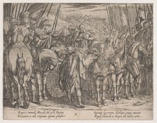 Plate 10: Alexander Finding the Body of Darius, from The Deeds of Alexander the Great,, 1608. Creator: Antonio Tempesta.