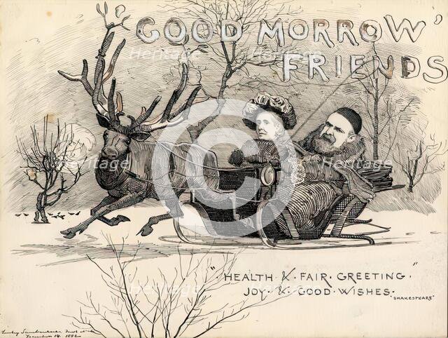 Caricature of Mr and Mrs Alexander Macdonald, for a Christmas Card, 1882. Creator: Edward Linley Sambourne.