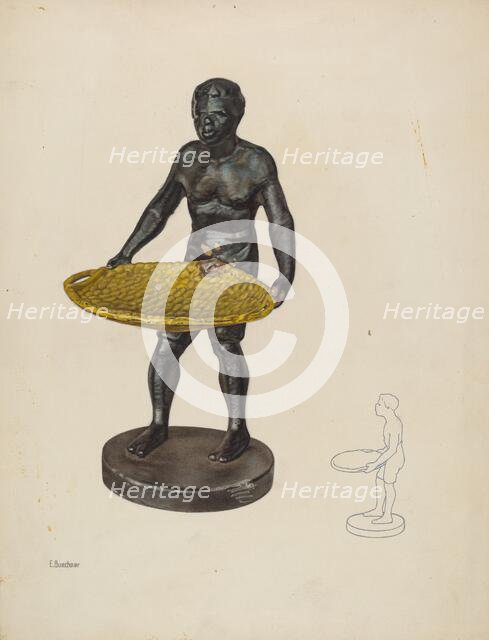 Nubian with Cotton Basket Card Tray, c. 1937. Creator: Edward W. Buechner.