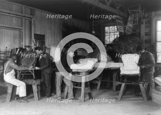 Teacher and four students making furniture at Hampton Institute, Hampton, Va., 1899 or 1900. Creator: Frances Benjamin Johnston.
