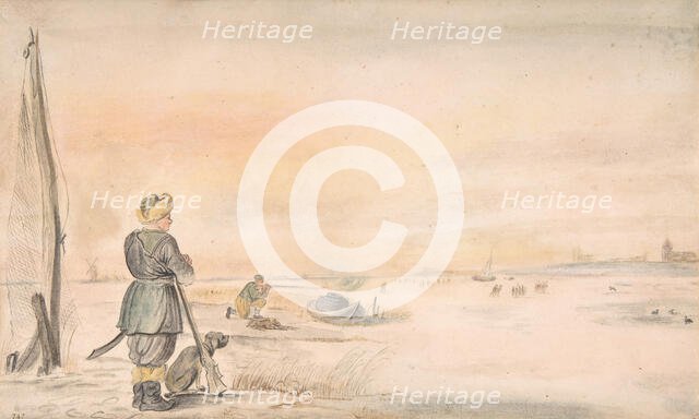 Winter Landscape with a Hunter and his Dog, n.d.. Creator: Hendrick Avercamp.