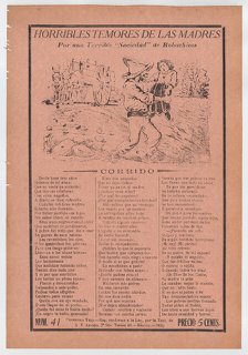 Broadsheet relating to a fear of kidnappers, a kidnapper grabbing a child ..., ca. 1920 (published). Creator: José Guadalupe Posada.