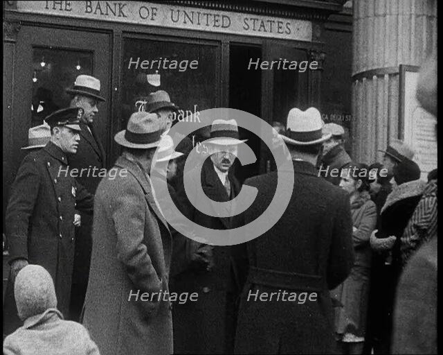 Crowd of Civilians Outside of 'The Bank of United States', 1932. Creator: British Pathe Ltd.