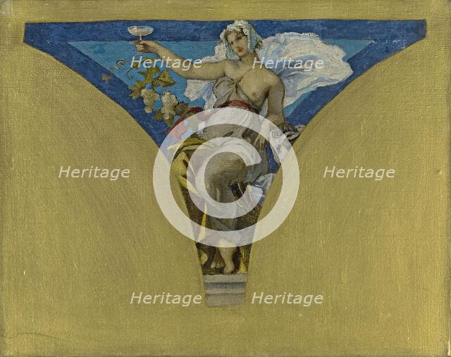 Sketch for the Salle des Fêtes de in the Hôtel de Ville, Paris : La Champagne, c.1891.  Creator: François Emile Ehrmann.