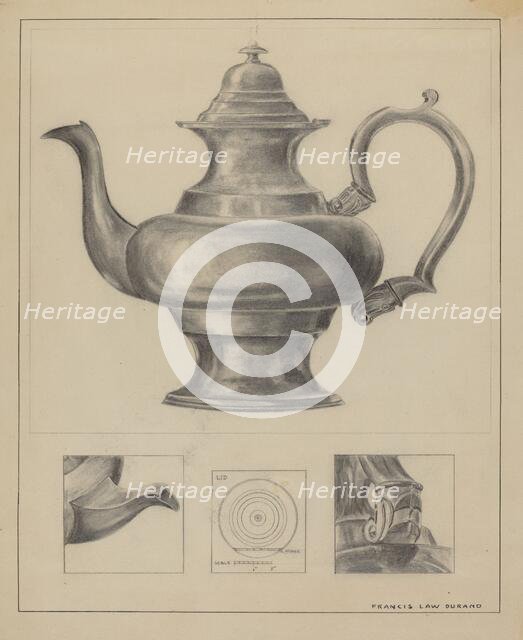 Silver Teapot, 1935/1942. Creator: Francis Law Durand.