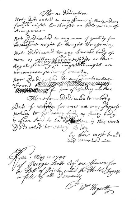 Dedication written by William Hogarth, 1745 (1865).Artist: Frederick George Netherclift