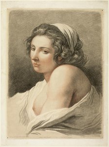 Large Female Head, c. 1786. Creator: Gilles-Antoine Demarteau.