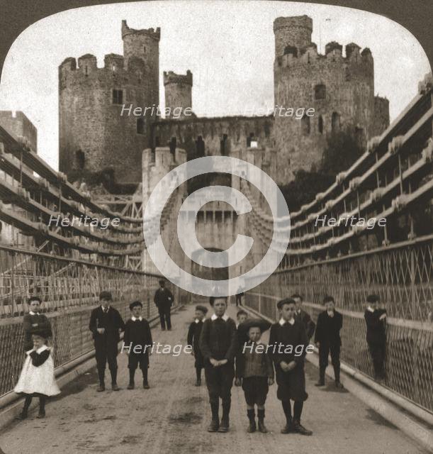 'Conway, Wales, Mediaeval Castle and Bridge', 1901. Creator: Works and Sun Sculpture Studios.