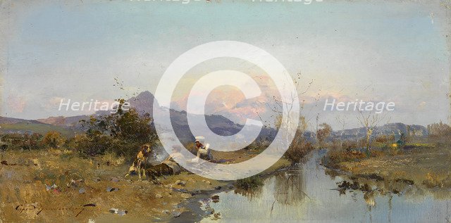 The Hunters at Rest. Artist: Vasilkovsky, Sergei Ivanovich (1854-1917)