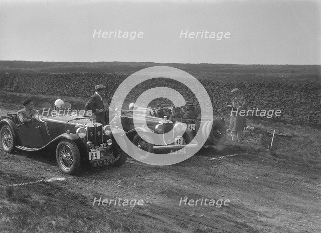 Two MG Magnettes and a Hillman Aero Minx at the Sunbac Inter-Club Team Trial, 1935. Artist: Bill Brunell.