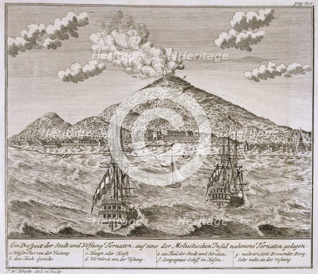 Island called 'Ternate' in the Moluccas, pub. 1744.  Creator: Johann Wolfgang Heydt (fl. 1738).