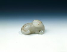 White jade cat, Western Han dynasty, China, 206 BC-8 AD. Artist: Unknown