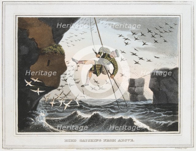 'Bird Catching from Above', Shetland Islands, 1813. Artist: Unknown