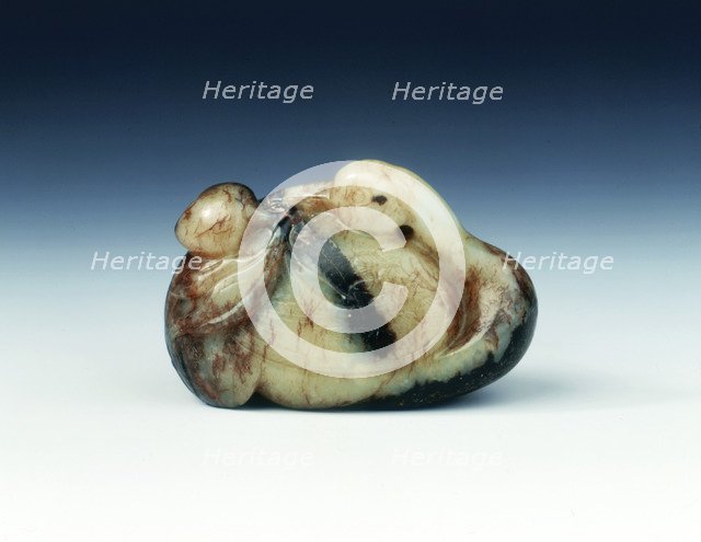 Jade goose with peaches, Song or Ming dynasty, China, 12th-15th century. Artist: Unknown