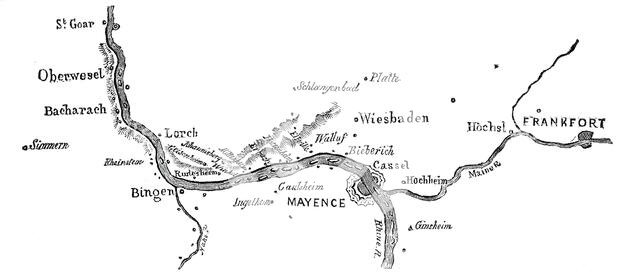 Map of the Rheingau, 1844. Creator: Unknown.