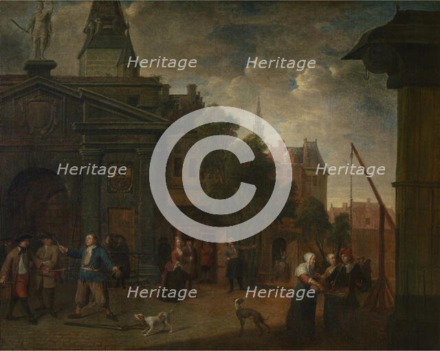 Street Theatre on the Yard in Antwerp, early 18th century. Creator: Balthasar van den Bossche.