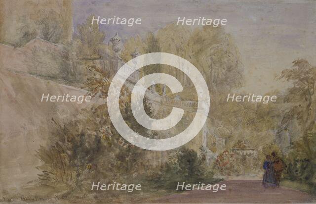 Sketch of the Terrace in Garden of Powis Castle, 1845. Creator: David Cox the Elder.