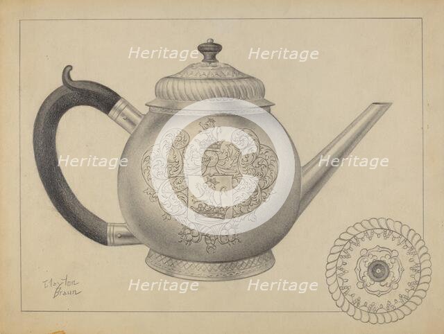 Silver Teapot, c. 1936. Creator: Clayton Braun.