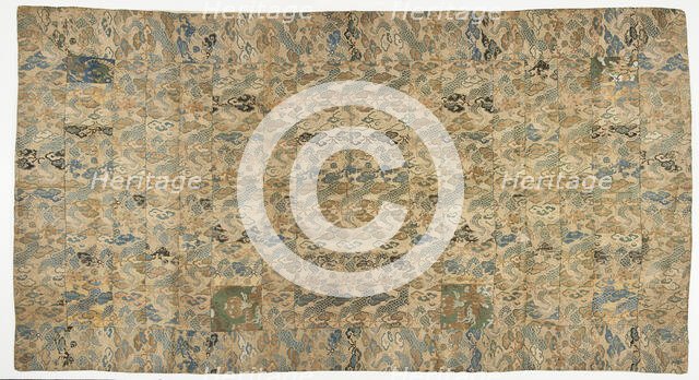 Brocade, silk. A Buddhist monk's robe, patched; kesa ??, Edo period, 1615-1868. Creator: Unknown.