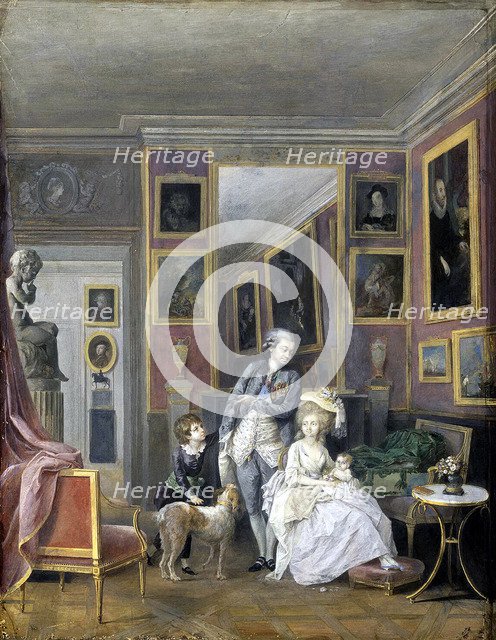 Prince Alexander Sergeevich Stroganov with his wife Ekaterina Petrovna and children, ca 1778. Artist: Anonymous  