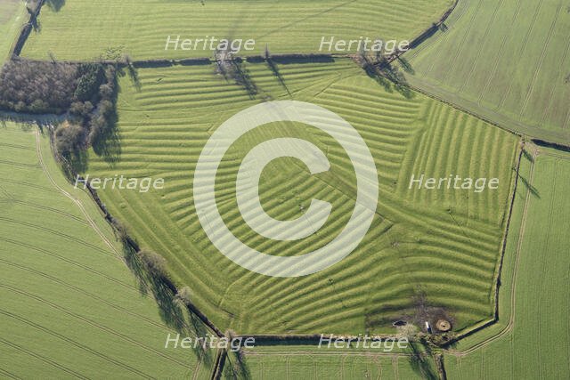 Ridge and furrow earthworks associated with the medieval village of Winwick, West Northants, 2022 Creator: Damian Grady.
