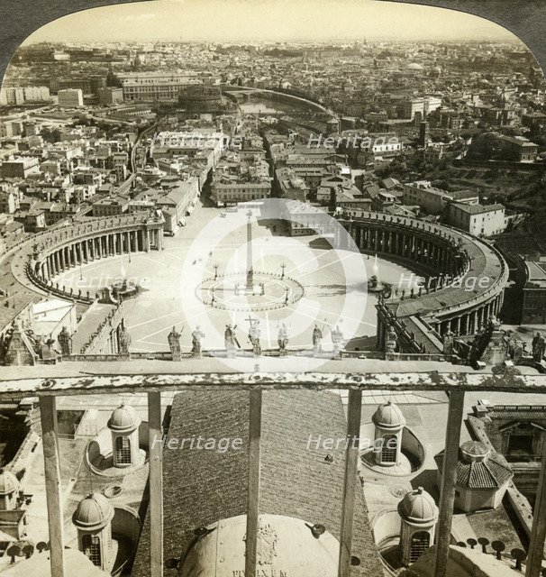 St Peter's Square from the dome of St Peter's Basilica, Rome, Italy. Artist: Unknown