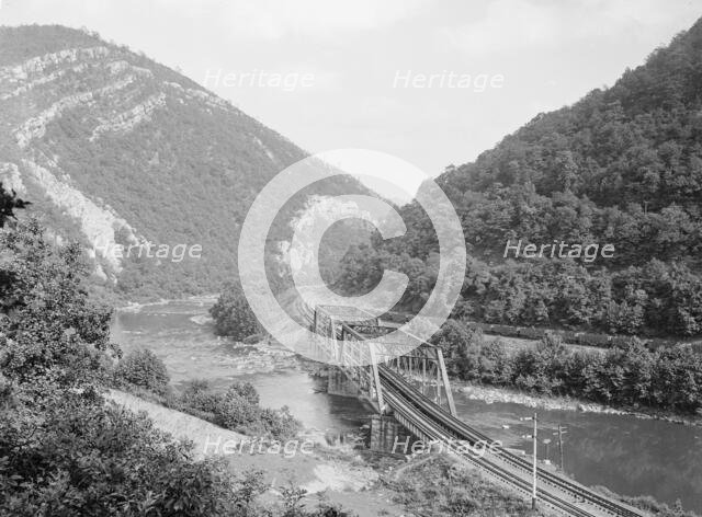 Iron Mountains & water gap near Clifton Forge, Clifton Forge, Va., between 1900 and 1910. Creator: Unknown.